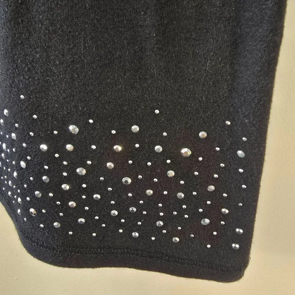 Justice Kids Girls Size 10 Fitted Black Muscle Tank Top Studded Bling Scoop Neck
